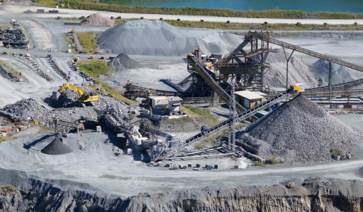 aerial-view-industrial-quarry-operations-with-excavator-conveyor-belts