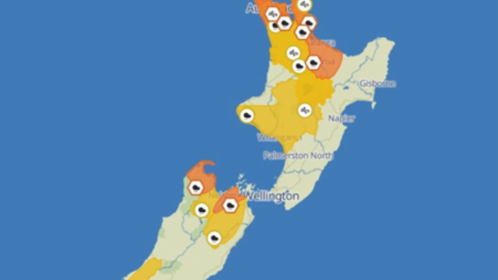New Zealand Red Heavy Rainfall Warning