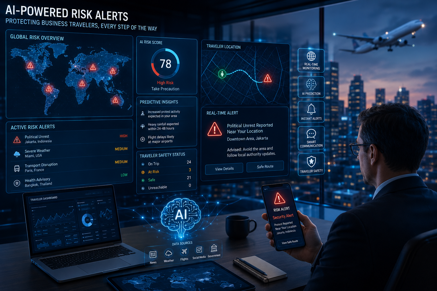 How Companies Protect Business Travelers Using AI-Powered Risk Alerts