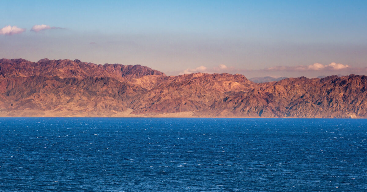 panorama view from the height of the mountains range to the red sea
