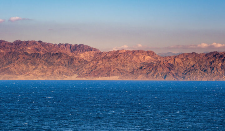panorama view from the height of the mountains range to the red sea